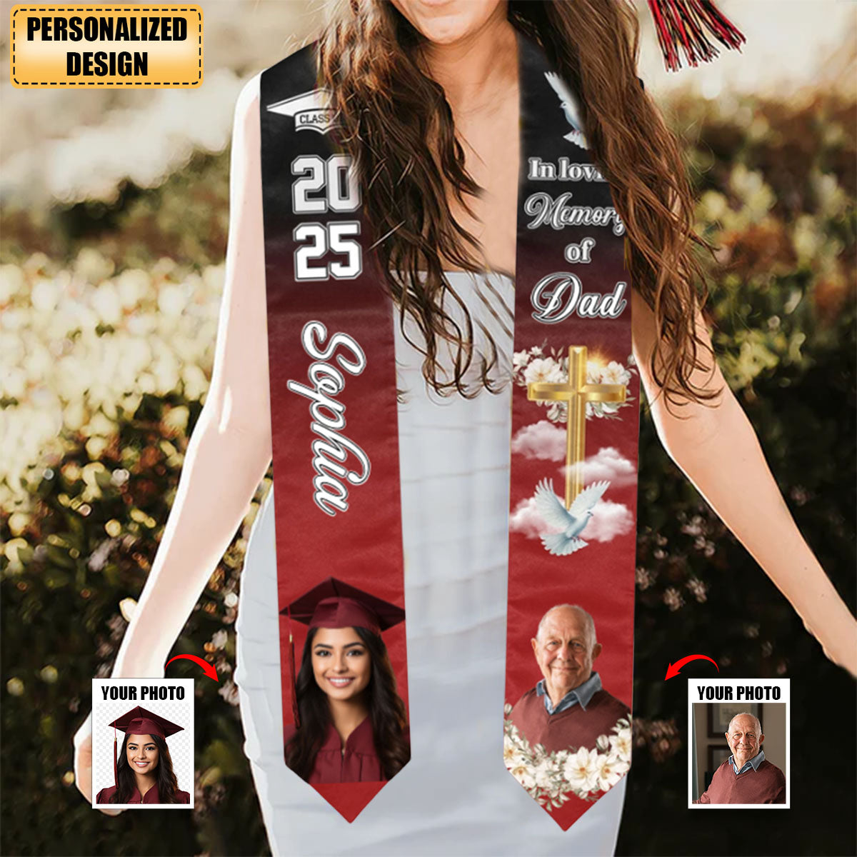 In Loving Memory-Personalized Custom Graduation Stole, Class of 2025