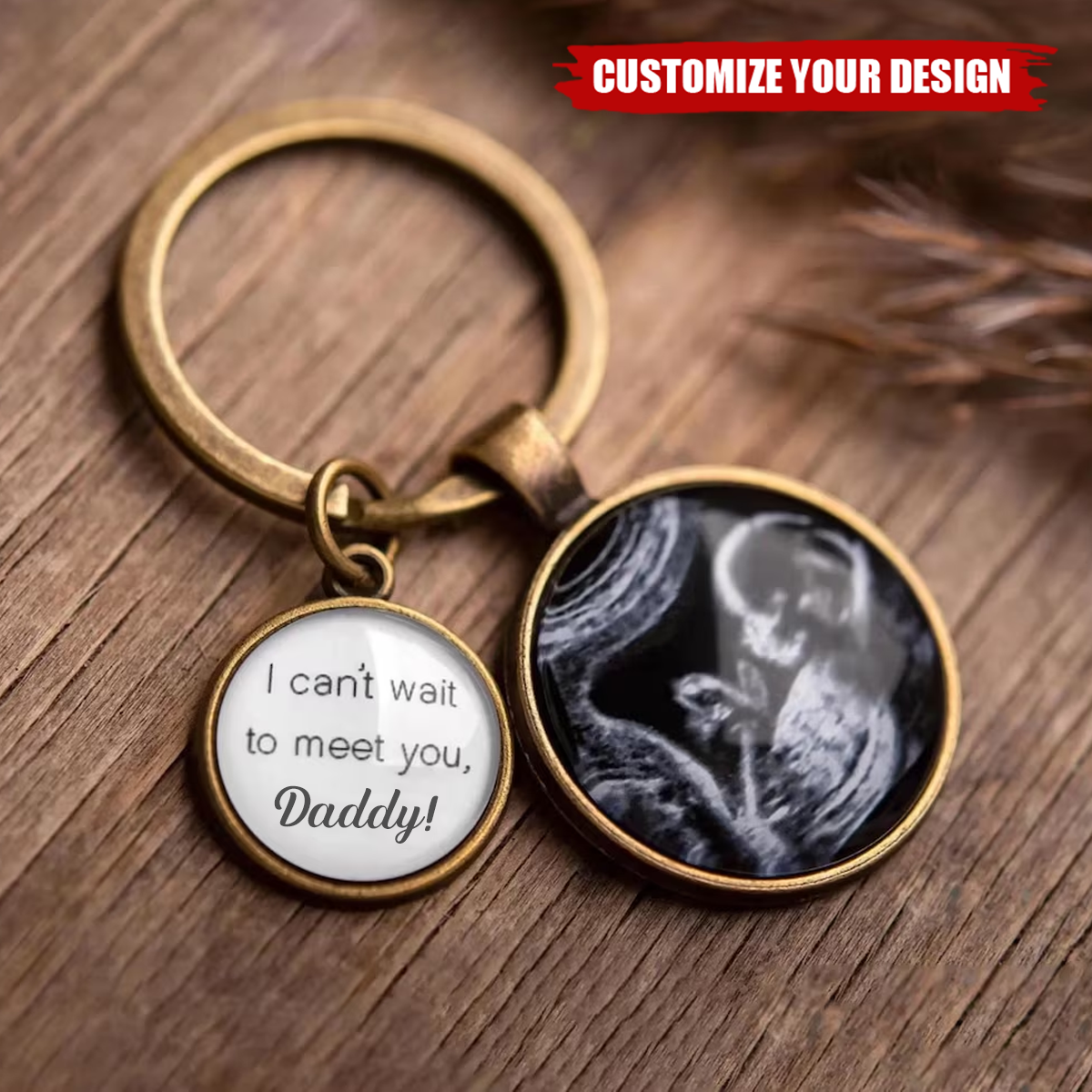 Personalized Ultrasound Photo Keychain, Daddy To Be Gift