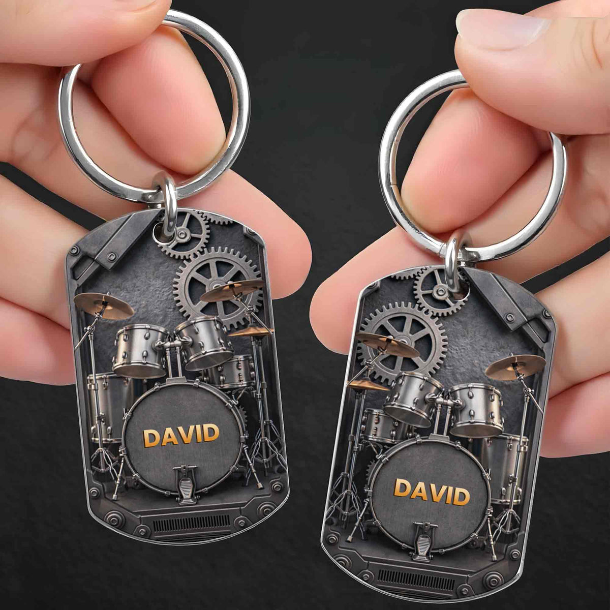 Drummer's Heart Beats Keychain, Stainless Steel Keychain