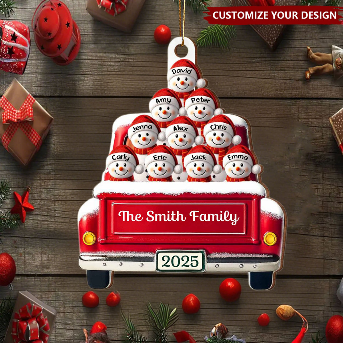 Festive Family Holiday Moments - Personalized Wood Ornament