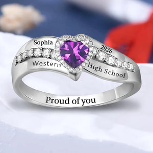 Personalized Birthstone Ring Engraved Graduation Gift