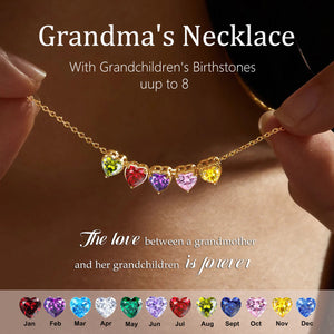 Personalized Grandma Mom 1-8 Family Birthstones Necklace