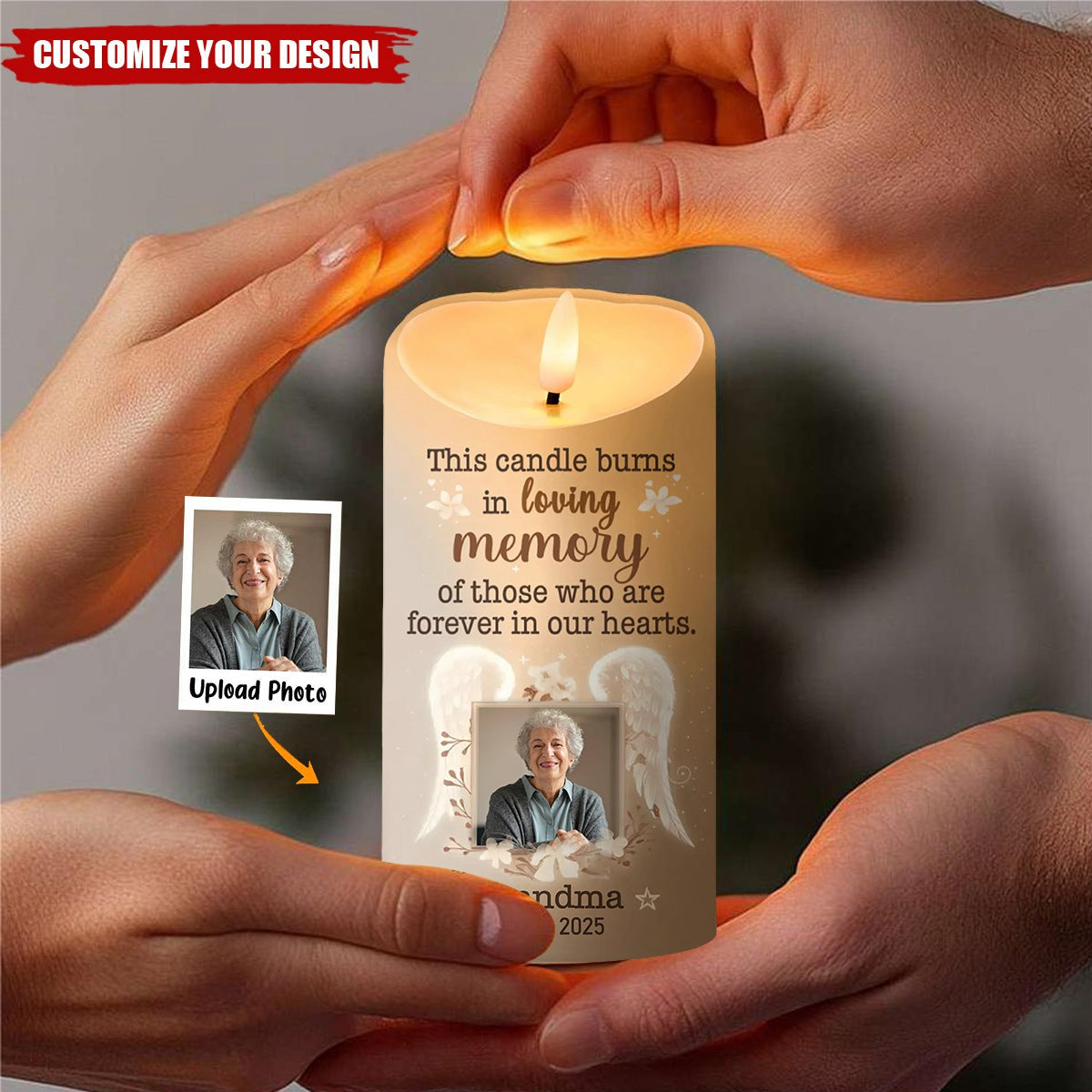 Custom Photo This Candle Shines In Cherished Memory - Personalized LED Candle