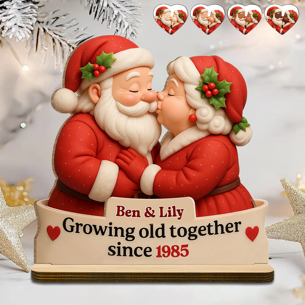 Growing Old Together With Santa and Mrs. Claus, Custom Wood Plaque