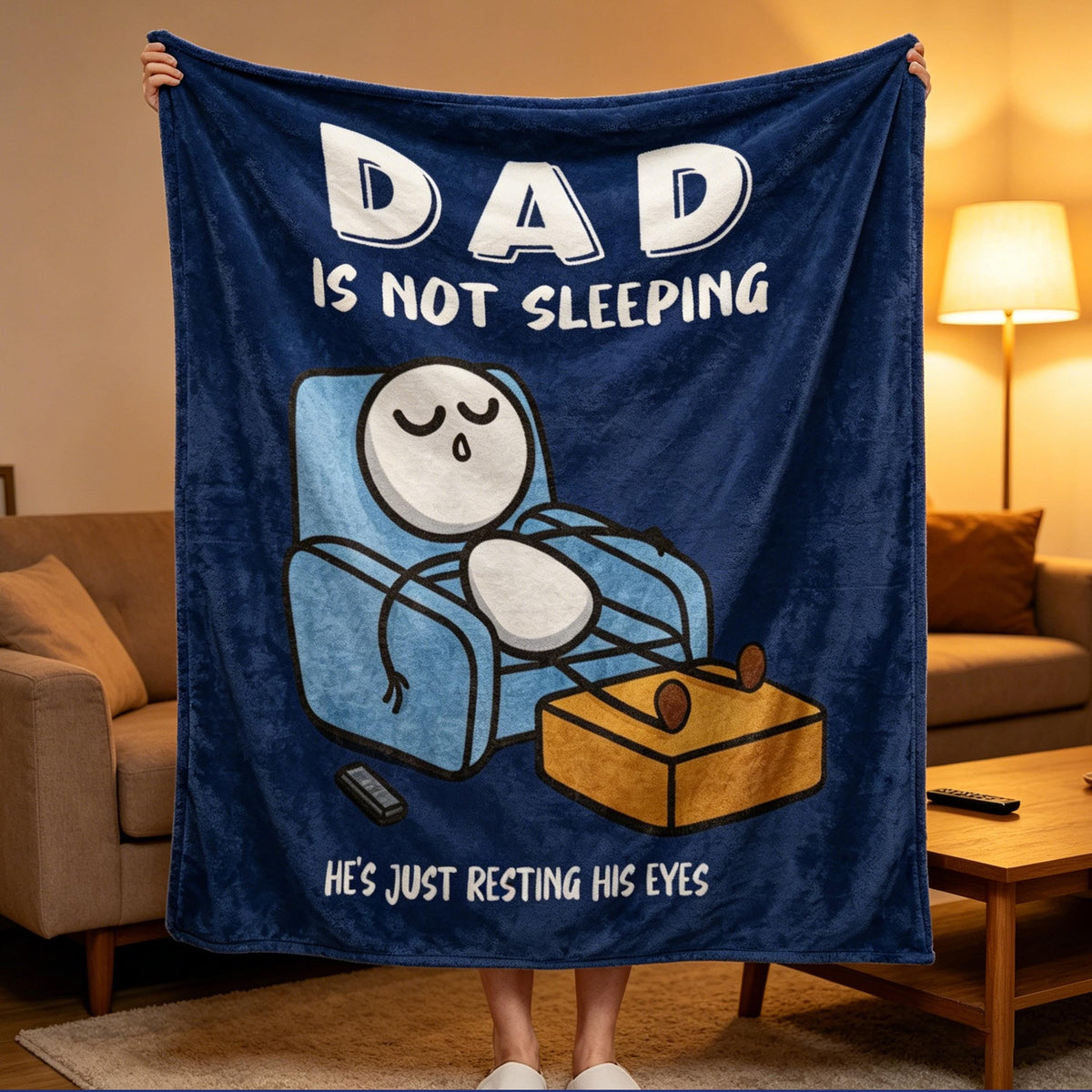 Dad Is Not Sleeping Cozy Blanket Personalized Funny Father's Day Gift