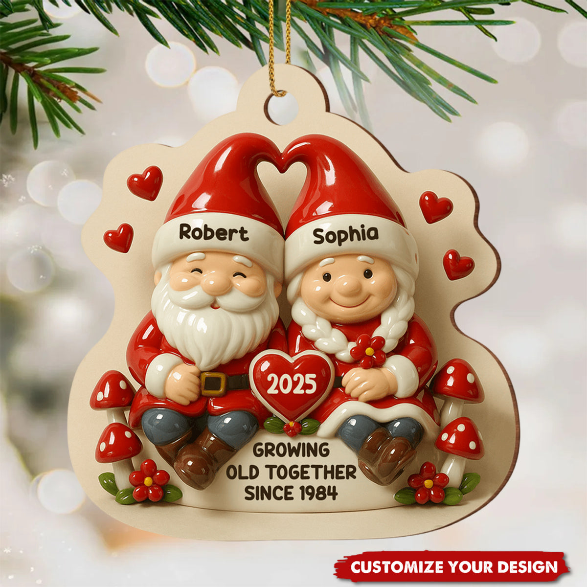 Growing Old Together Personalized Couple Christmas Ornament