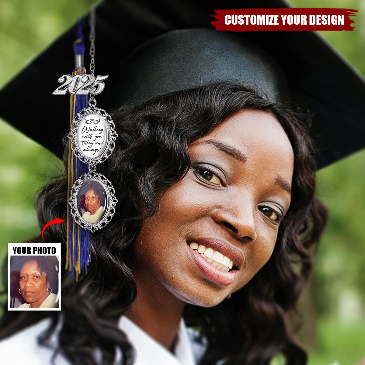 Walking With You - Custom Graduation Tassel Photo Charm