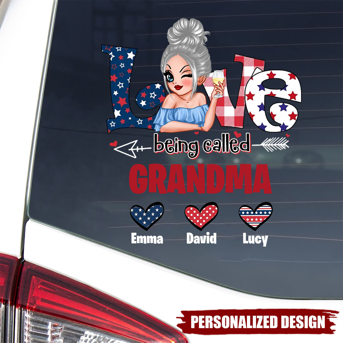 4th Of July Love Being Called Grandma - Personalized Decal, Gift For Grandma