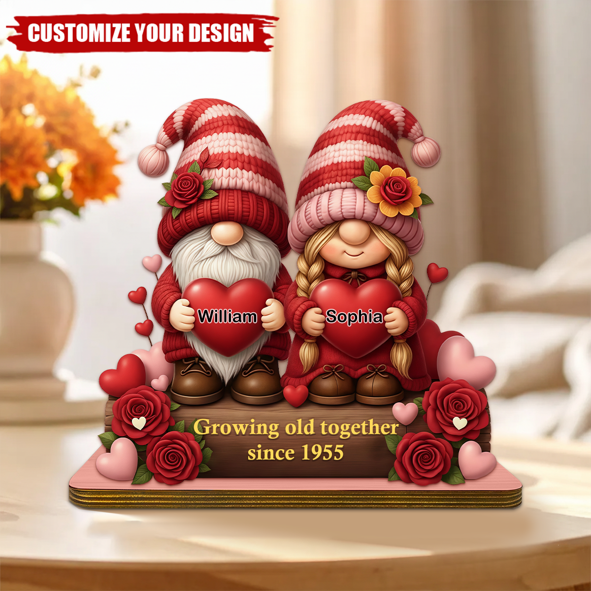 Personalized Couple Growing Old Together Wooden Plaque