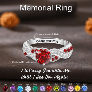 Always In My Heart, Personalized Birthstone Ring, Loss of a Loved One