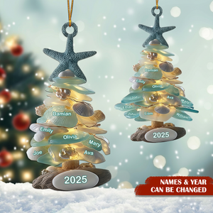 Personalized Sea Glass Family Christmas Tree Ornament