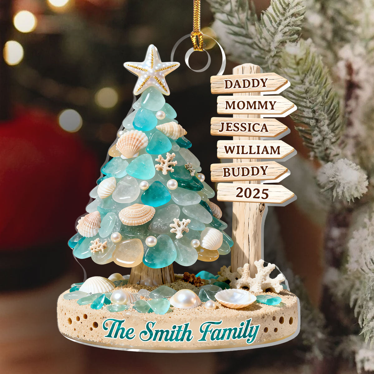 Seaside Christmas Harmony - Personalized Christmas Ornament