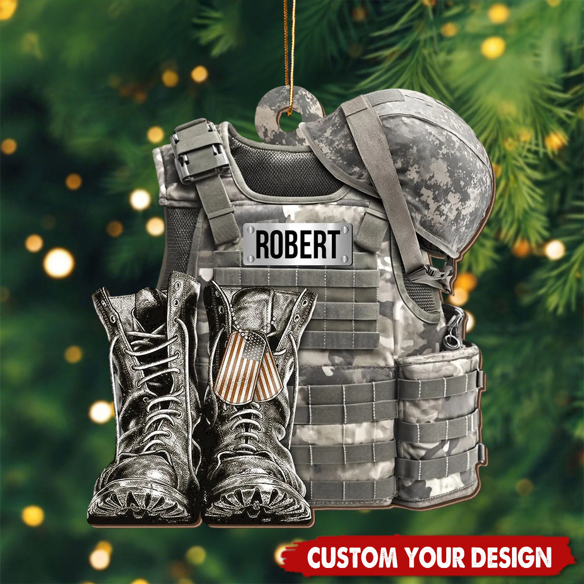 Military Uniform Ornament, Custom Name Army Christmas Ornament