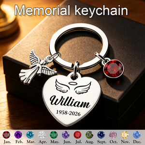 Always In My Heart, Personalized Angel Charm Birthstone Keychain