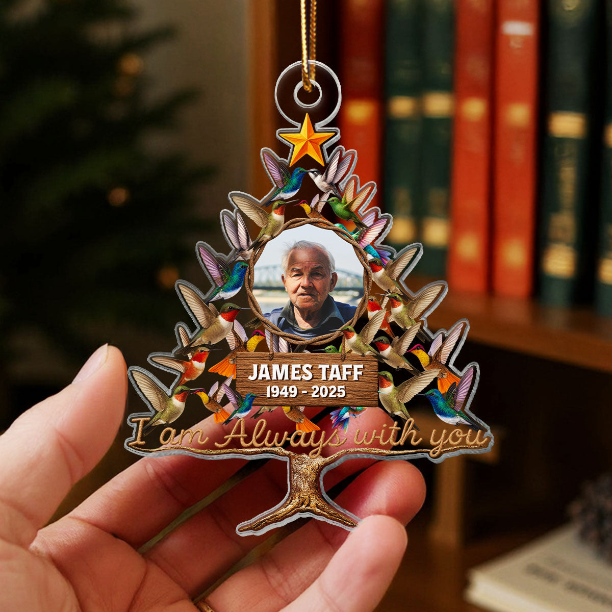 Humming Bird Christmas Tree Custom Photo Memorial Ornament