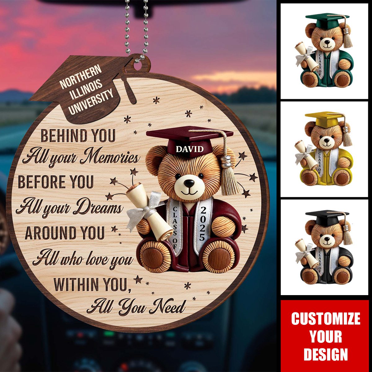 Behind You All Your Memories, Graduation Bear Ornament , Gift For Graduates