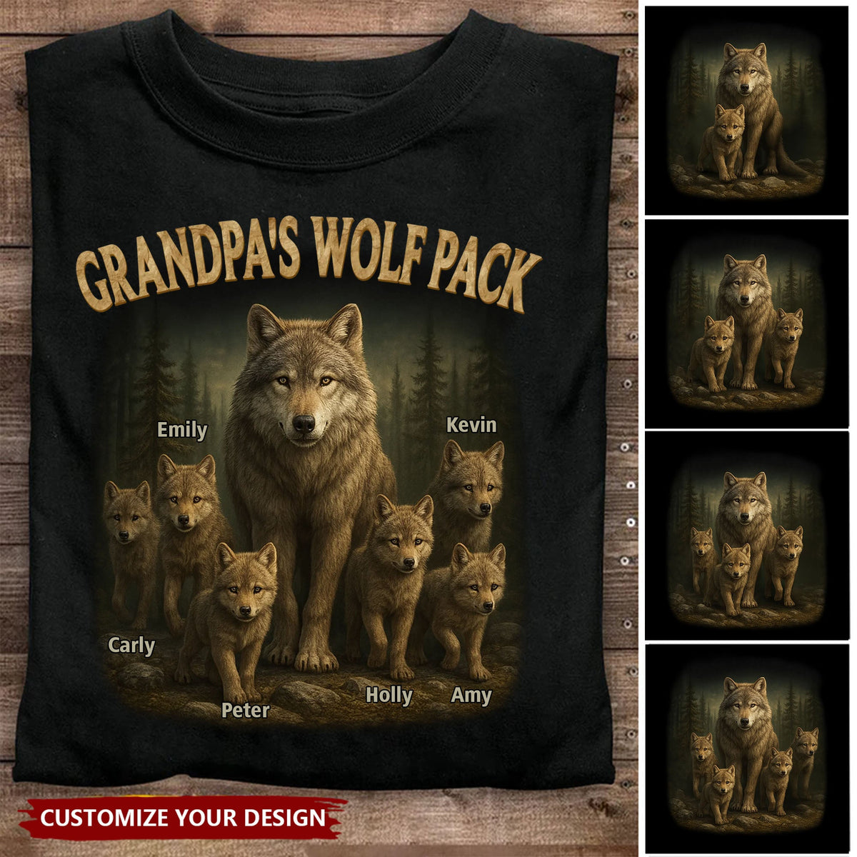 Papa’s Wolf Pack - Family Personalized Custom Unisex T-shirt