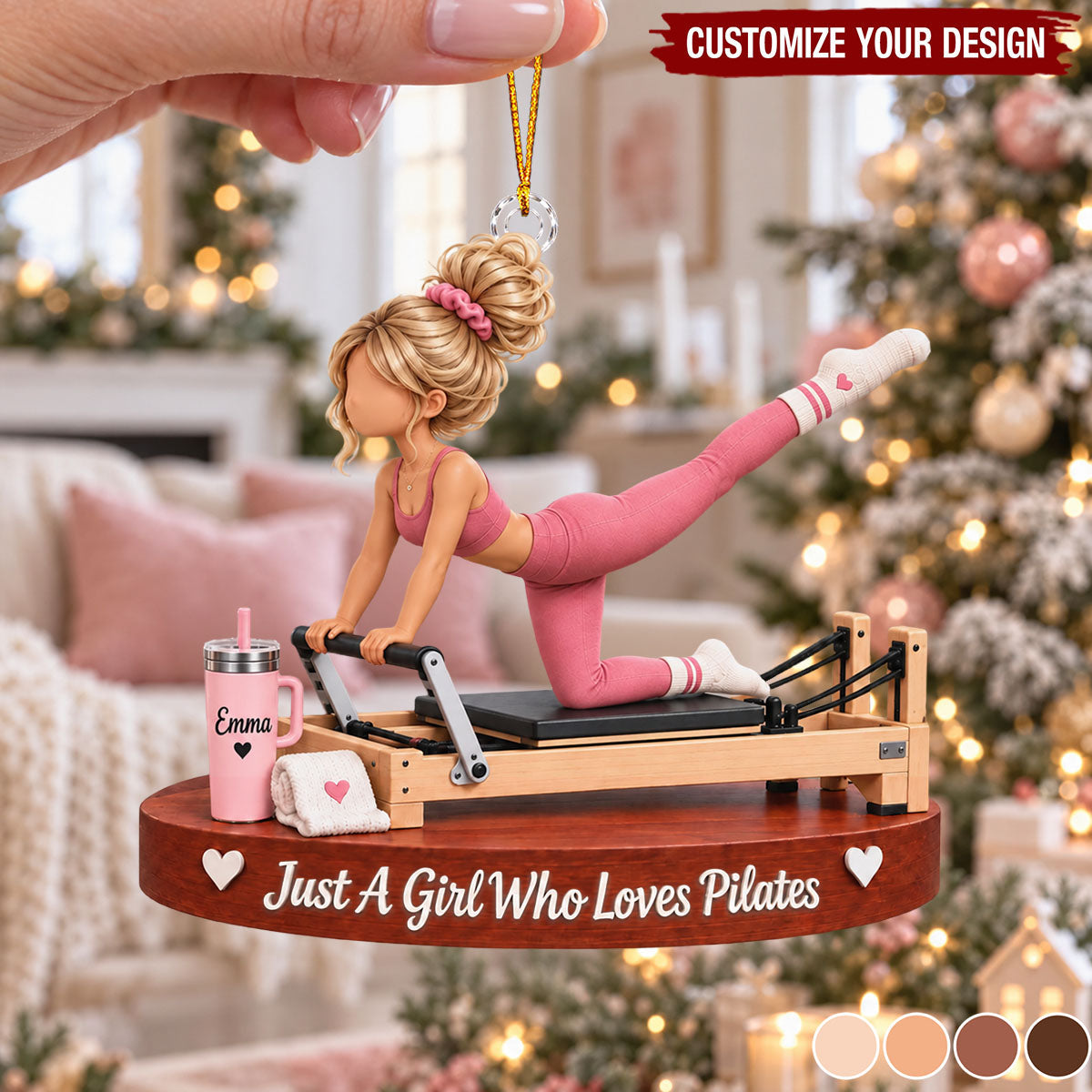 Personalized Pilates Girl Ornament, Pilates Lover Christmas Gift For Her