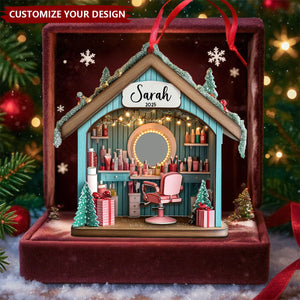 Personalized Custom Name Hair Salon Christmas Tree Ornament