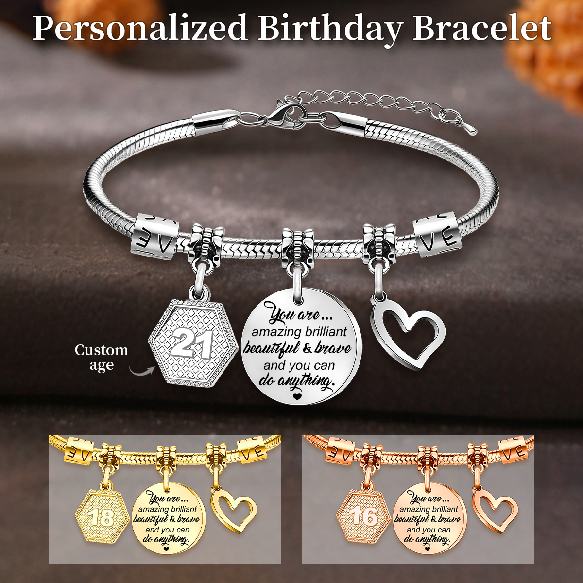 Personalized Custom Engraved Bracelet, Birthday Gift