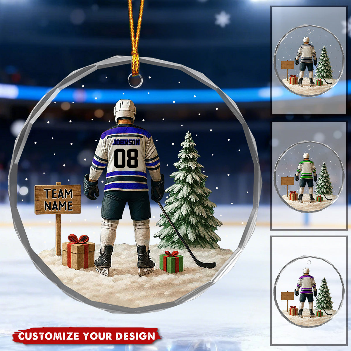 Personalized Hockey Ornament-Goalie, Jersey, Team Christmas Gift