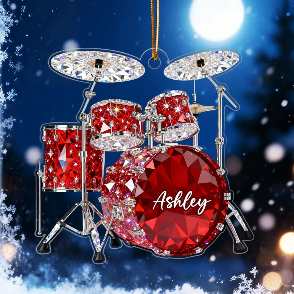 Drum Music Crystal Effect - Personalized Acrylic Ornament - Unique Gift For Drummer