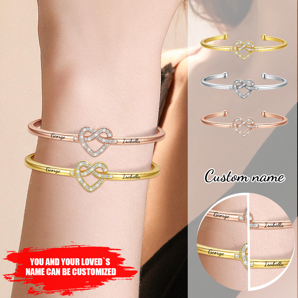 Together Forever -Personalized Couple Engraved Bracelet