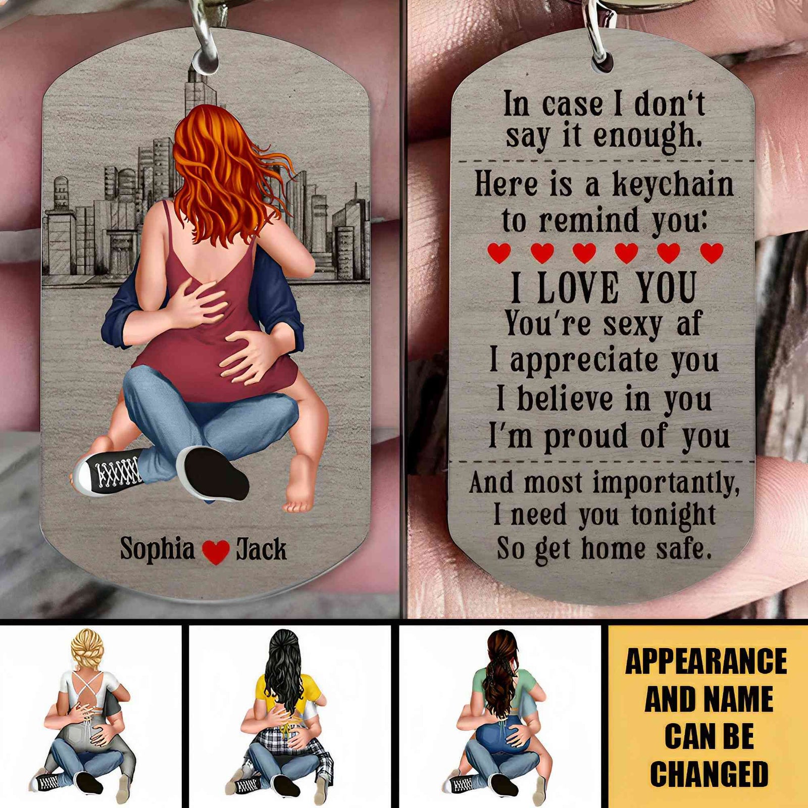 I Need You Tonight So Get Home Safe-Personalized Stainless Steel Keychain- Couple Gift