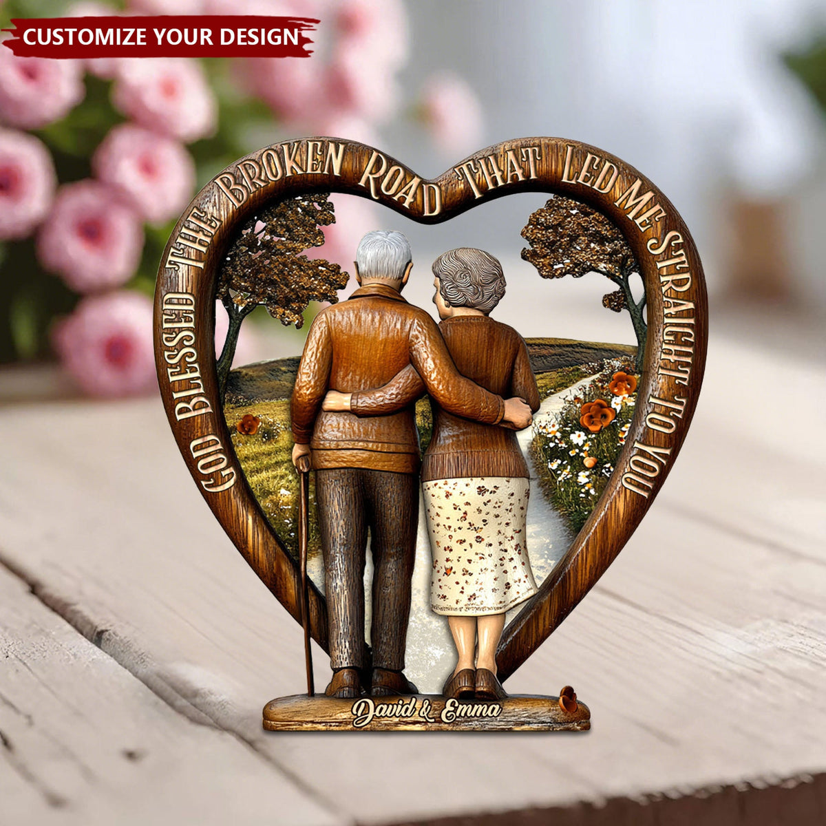 God Blessed The Broken Road - Personalized Couple Custom Shaped Plaque