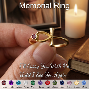 Forever In My Heart, Personalized Cross Birthstone Memorial Ring