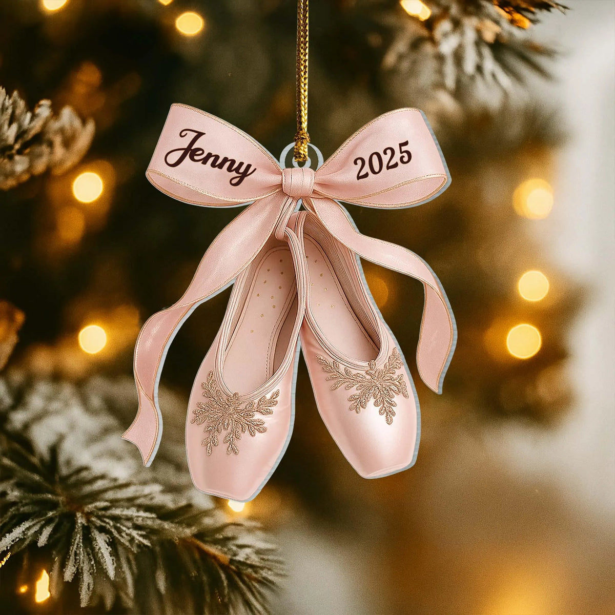 Personalized Ballet Shoes Ornament Elegant Ballerina Holiday Decor