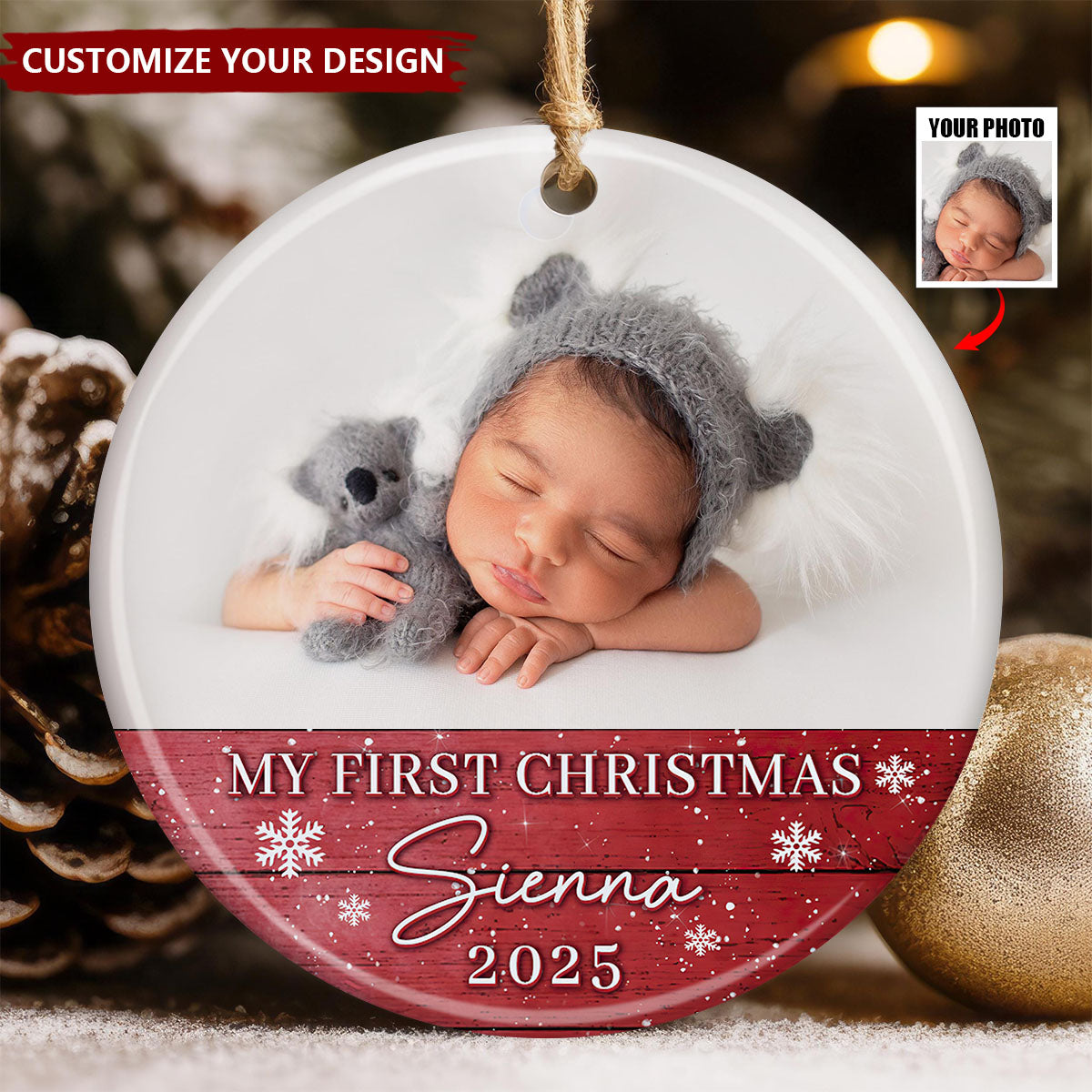 Personalized Baby First Christmas Ornament, Baby 1st Xmas Photo Ornaments