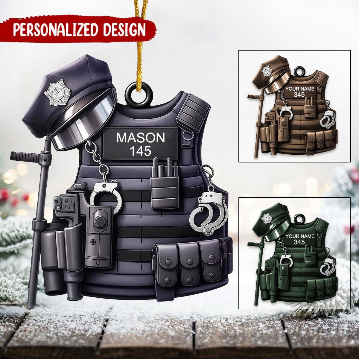 Personalized Police Vest Ornament – Christmas Gifts