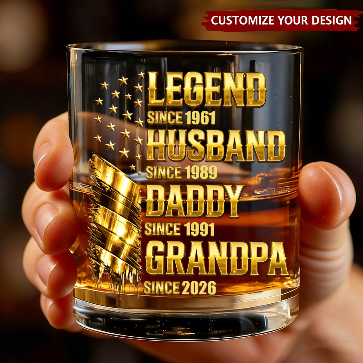 The Golden Legend - Personalized Custom Whiskey Glass