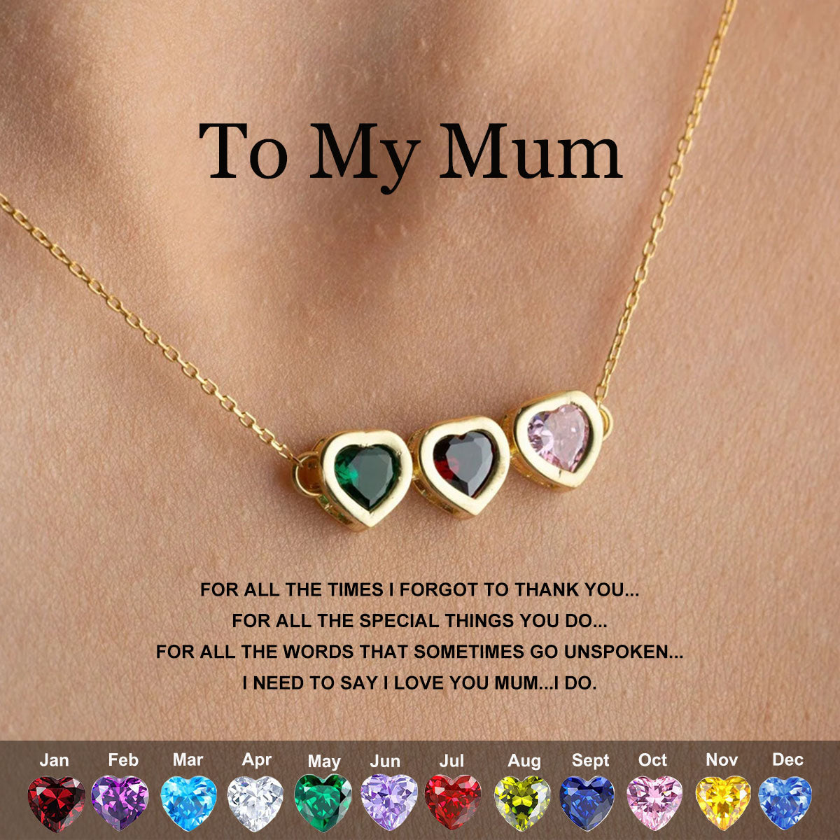 Personalized Birthstone Necklace For Mom, Birthstone Family Jewelry