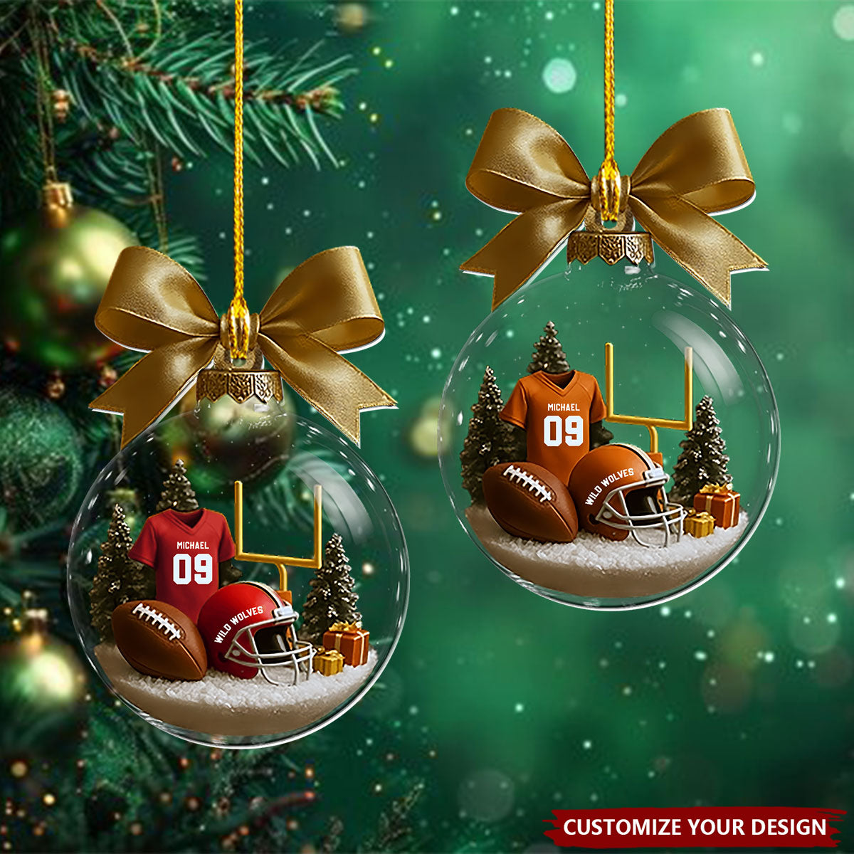 Personalized Football Transparent Ornament-Gift For Football Lovers