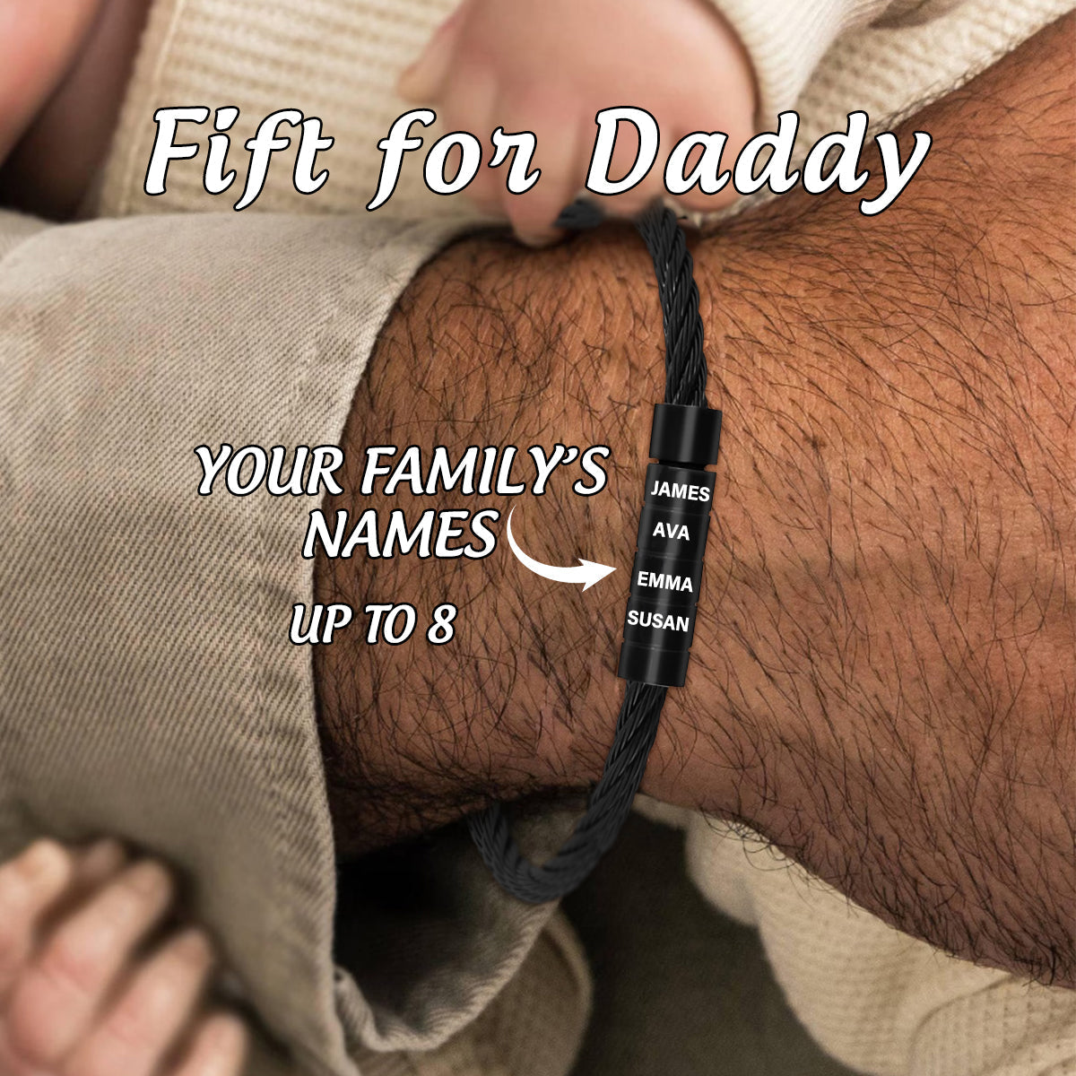 Personalized 1-8 Kids Names Family Bracelet - Gift For Dad/Grandpa