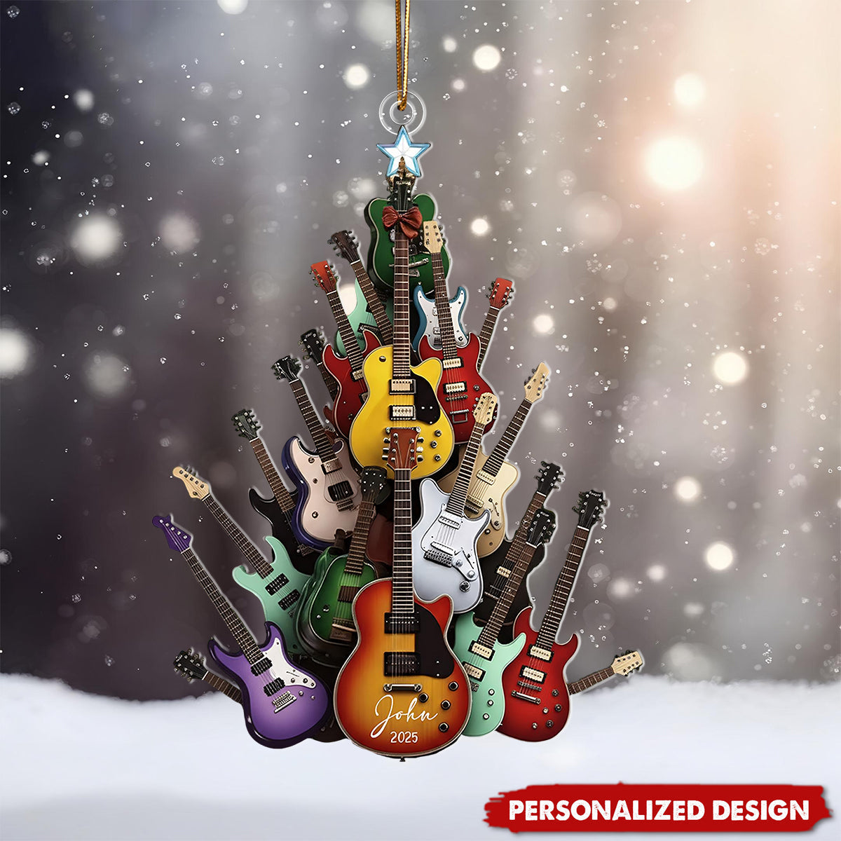 Personalized Electric Guitar Christmas Tree Ornament