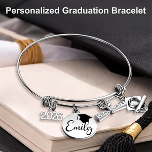 Personalized Graduation Bracelet Bangle, Class of 2026