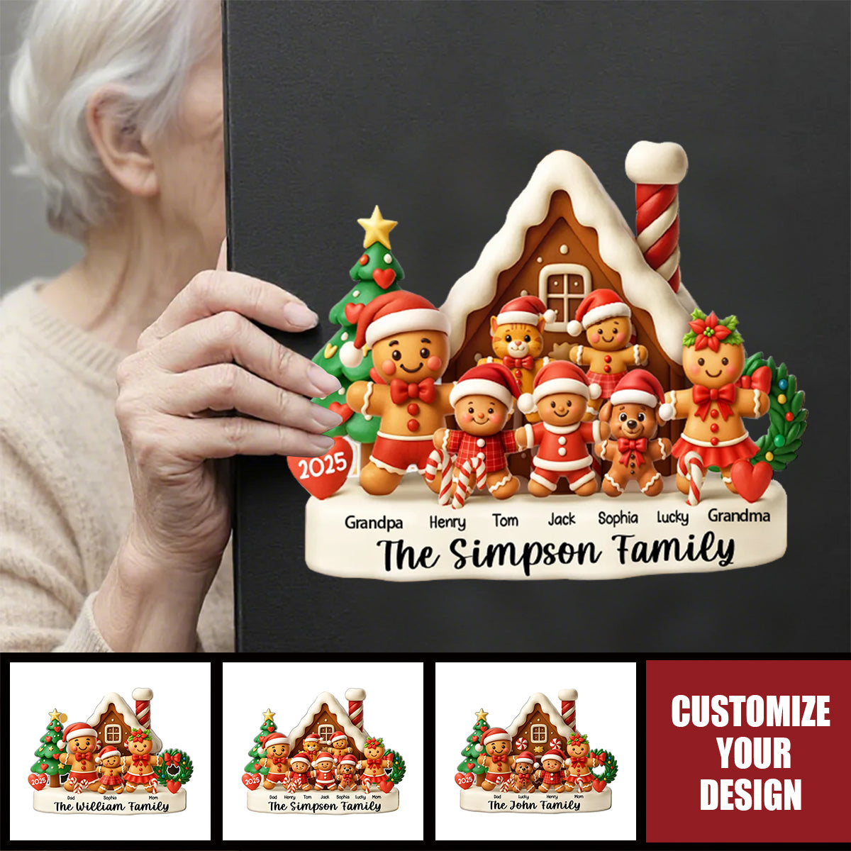 Gingerbread House Family - Personalized Decal