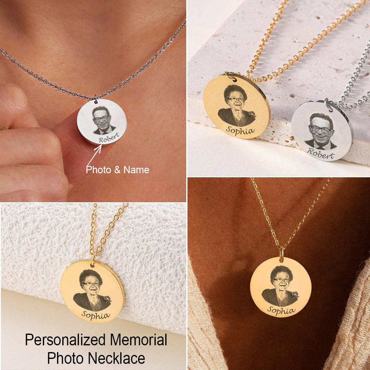 Unique Personalized Engraved Photo Memorial Necklace