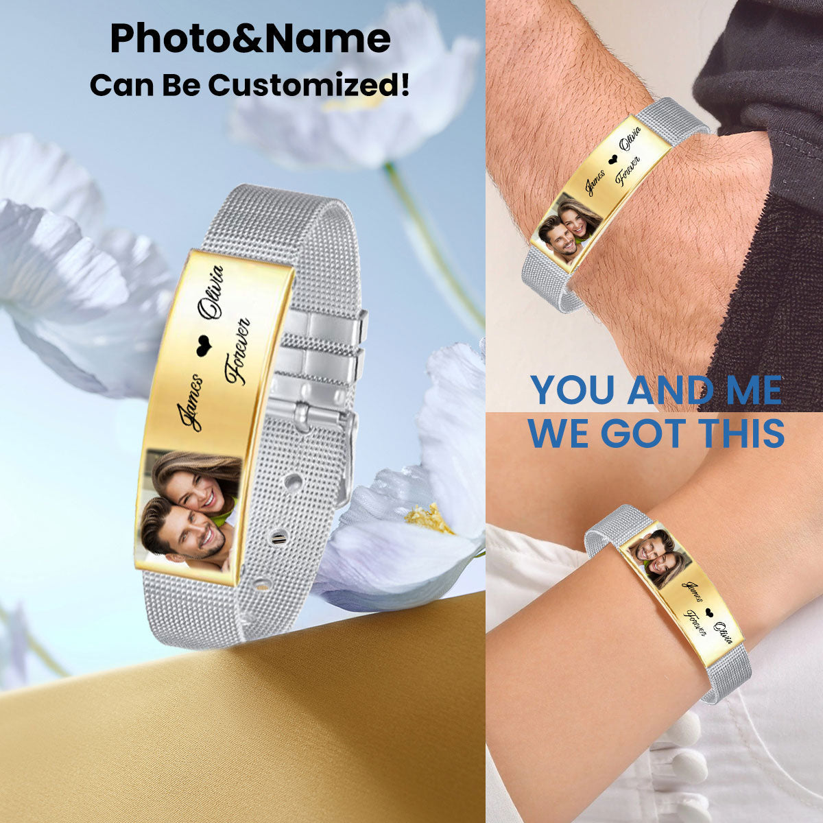 Upload Photo Personalized Forever Man Bracelet