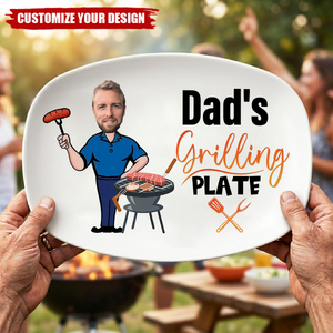 Personalized Daddy’s Grilling Plate, Custom Face Father’s Day Gift