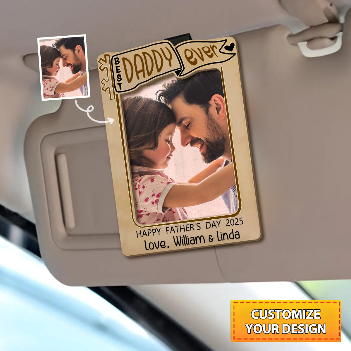 Best Dad Ever - Personalized Photo Car Visor Clip