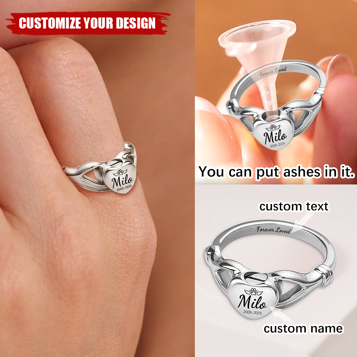 Forever In My Heart - Personalized Memorial Urn Ring