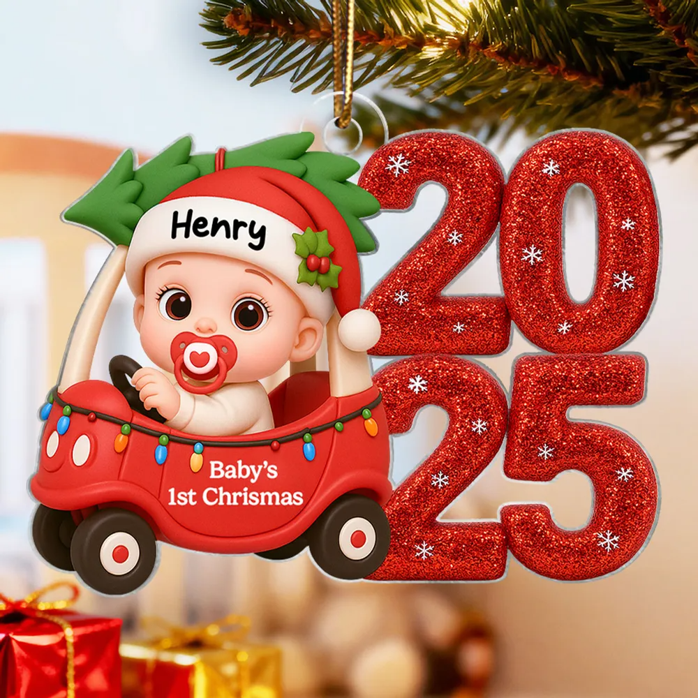 Baby Driving Car First Christmas - Personalized Acrylic Ornament