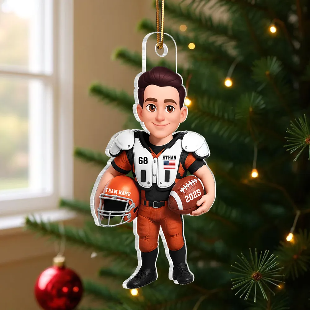 3D Effect Proud American Football Player - Personalized Acrylic Ornament