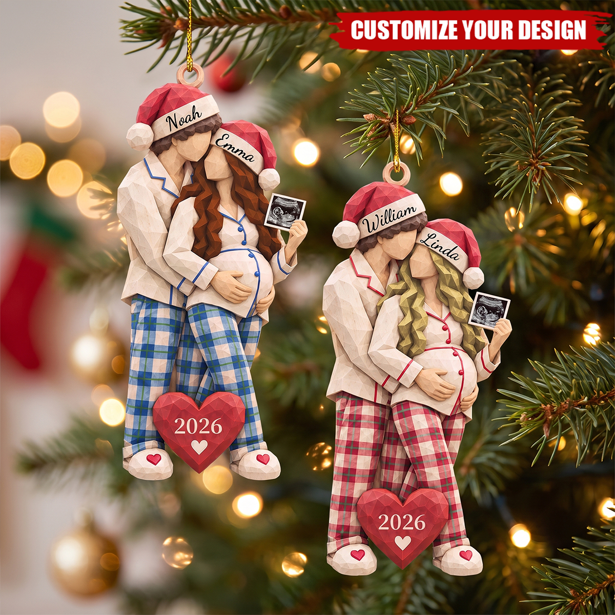 Custom Ultrasound Photo Pregnancy Ornament, Expecting Parents Gift