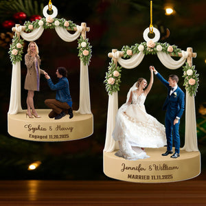 Custom Engagement Married Ornament Gift For Newlyweds