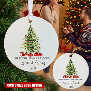 First Christmas Engaged Married Ornament, Christmas Gifts for Couple